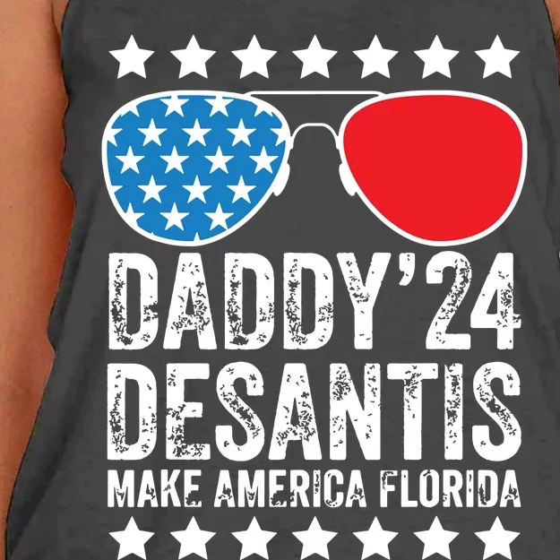 Fathers Day Gift Daddy 2024 Desantis Make America Florida Women's Knotted Racerback Tank