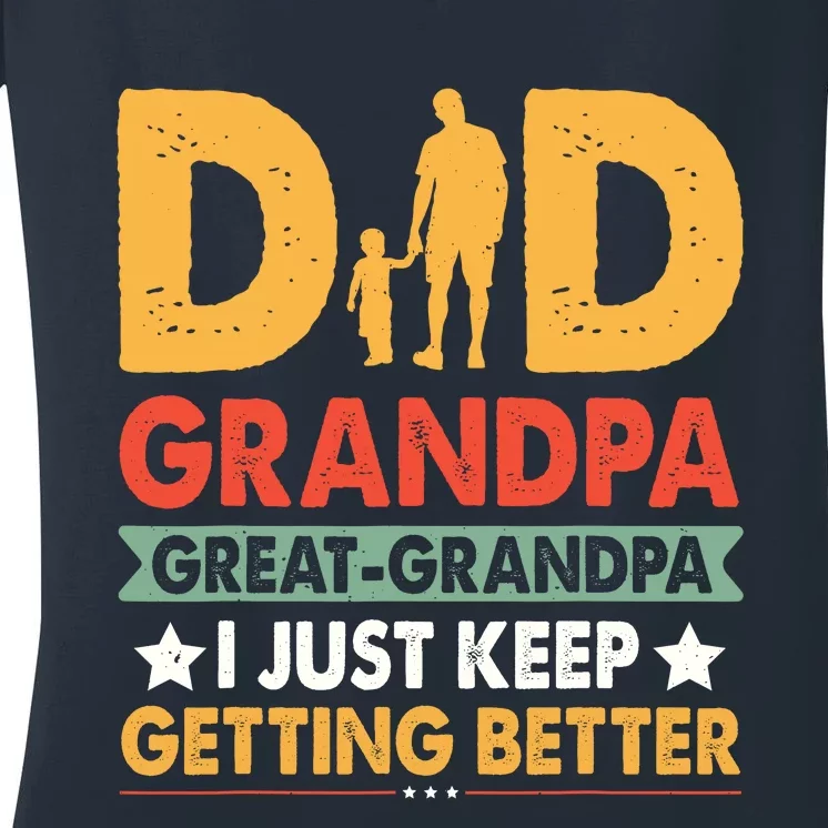 Funny Dad Great Grandpa For Fathers Day Women's V-Neck T-Shirt