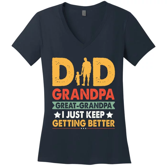 Funny Dad Great Grandpa For Fathers Day Women's V-Neck T-Shirt