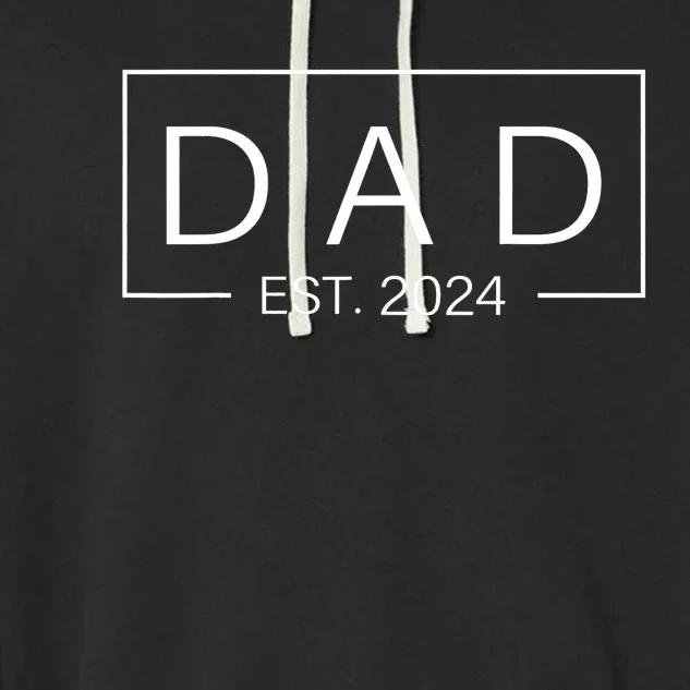 Fathers Day Gift Dad Est. 2024 Expect Baby Men Wife Daughter Garment-Dyed Fleece Hoodie