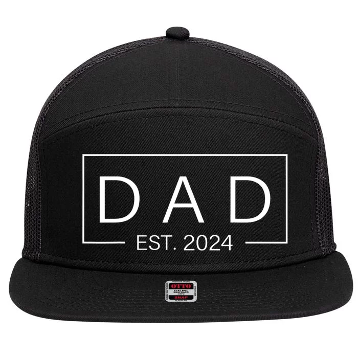 Fathers Day Gift Dad Est. 2024 Expect Baby Men Wife Daughter 7 Panel Mesh Trucker Snapback Hat