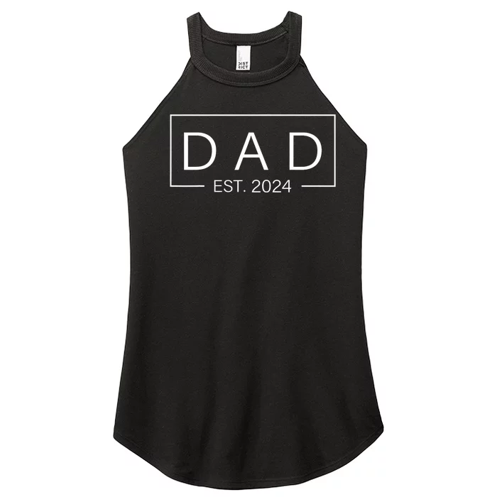 Fathers Day Gift Dad Est. 2024 Expect Baby Men Wife Daughter Women’s Perfect Tri Rocker Tank