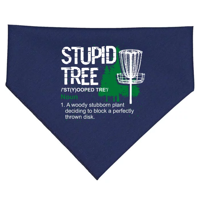 Funny Disc Golfer Gift Outdoor Sports Stupid Tree Disc Golf USA-Made Doggie Bandana