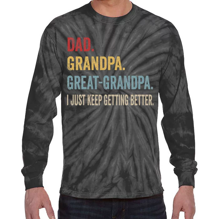 Fathers Day Gift From Grandkids Dad Grandpa Great Tie-Dye Long Sleeve Shirt