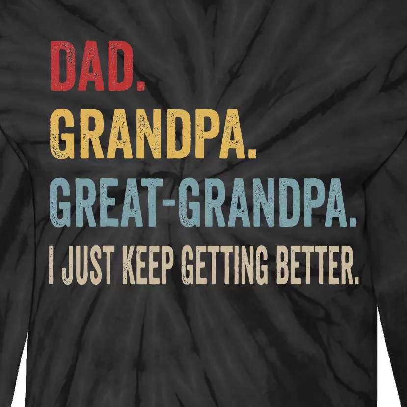 Fathers Day Gift From Grandkids Dad Grandpa Great Tie-Dye Long Sleeve Shirt