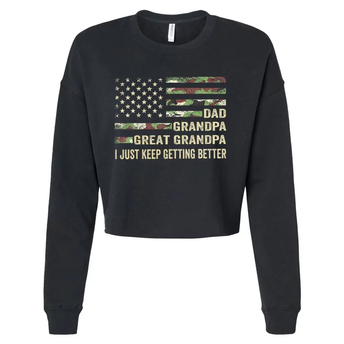 Fathers Day Gift From Grandkids Dad Grandpa Great Cropped Pullover Crew