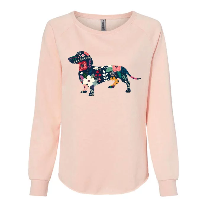 Floral Dachshund Gift Great Gift Doxie Dog Lover Great Gift Womens California Wash Sweatshirt