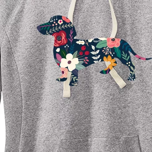 Floral Dachshund Gift Great Gift Doxie Dog Lover Great Gift Women's Fleece Hoodie