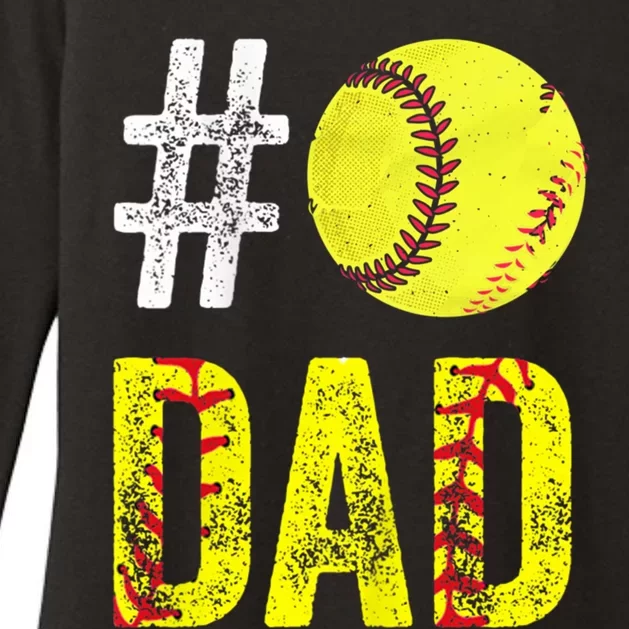 Fathers Day Gift Number One Softball Dad Cute Gift Womens CVC Long Sleeve Shirt