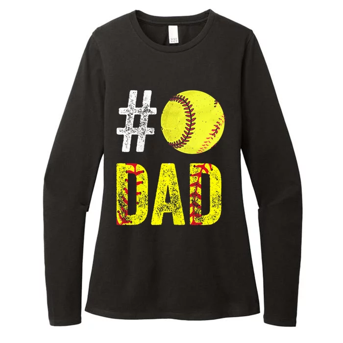 Fathers Day Gift Number One Softball Dad Cute Gift Womens CVC Long Sleeve Shirt