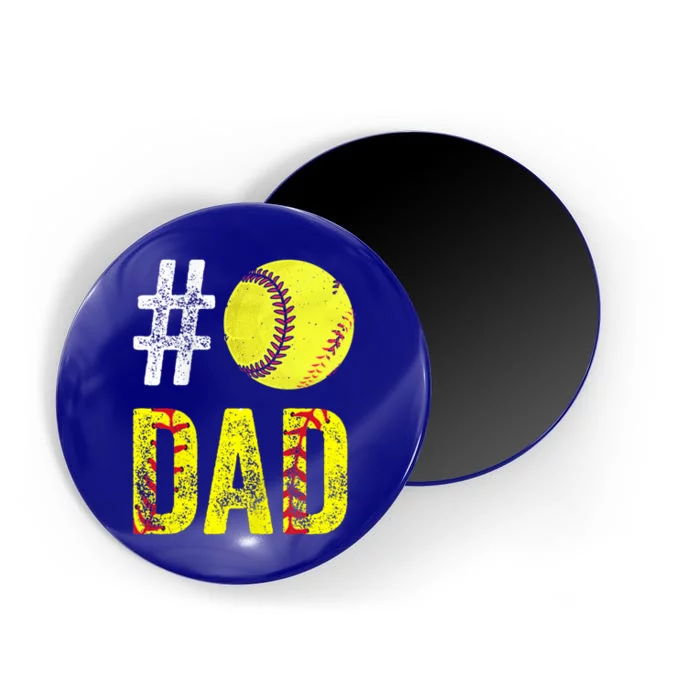 Fathers Day Gift Number One Softball Dad Cute Gift Magnet