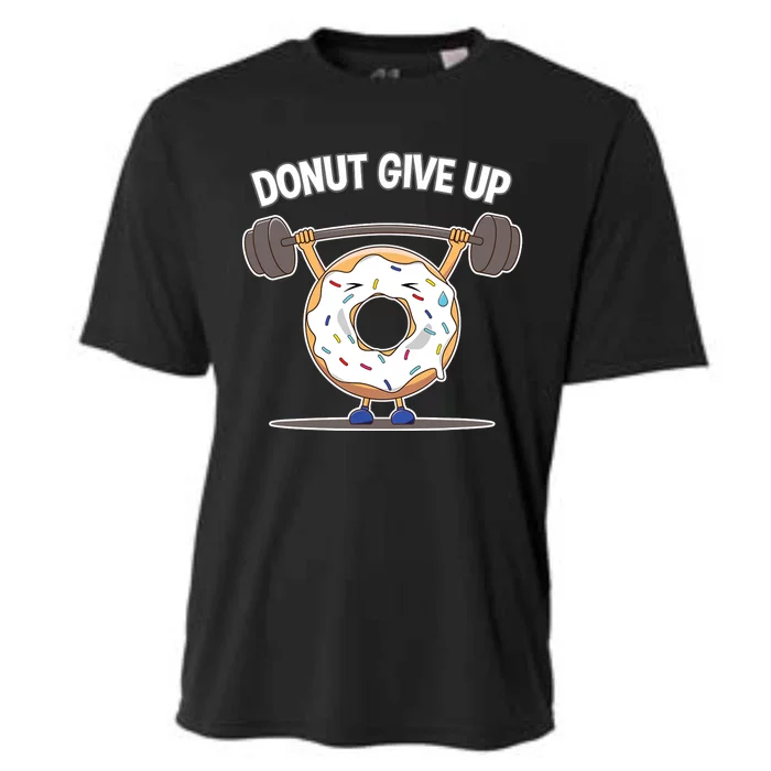 Funny Donut Give Up Weight Lifting Workout Funny Donut Gift Cooling Performance Crew T-Shirt