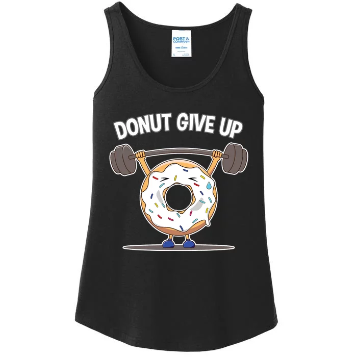 Funny Donut Give Up Weight Lifting Workout Funny Donut Gift Ladies Essential Tank