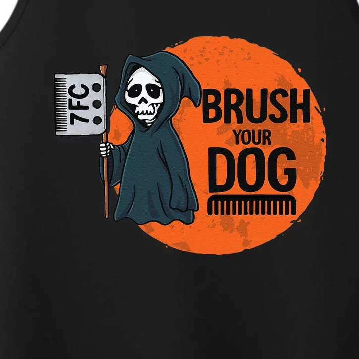 Funny Dog Groomer ,Brush Your Dog Grooming Reaper Halloween Performance Tank