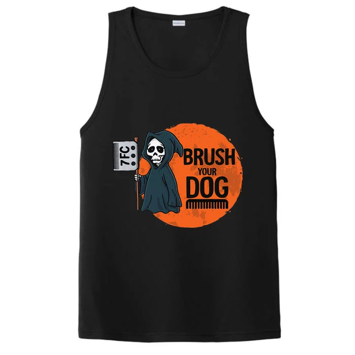 Funny Dog Groomer ,Brush Your Dog Grooming Reaper Halloween Performance Tank