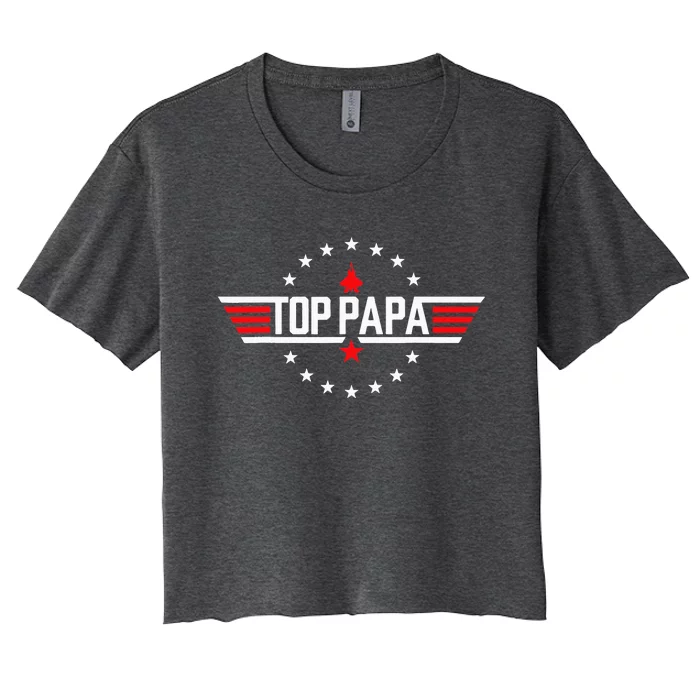 Fathers Day Gift Papa Gift From Grandkids Son Daughter Women's Crop Top Tee