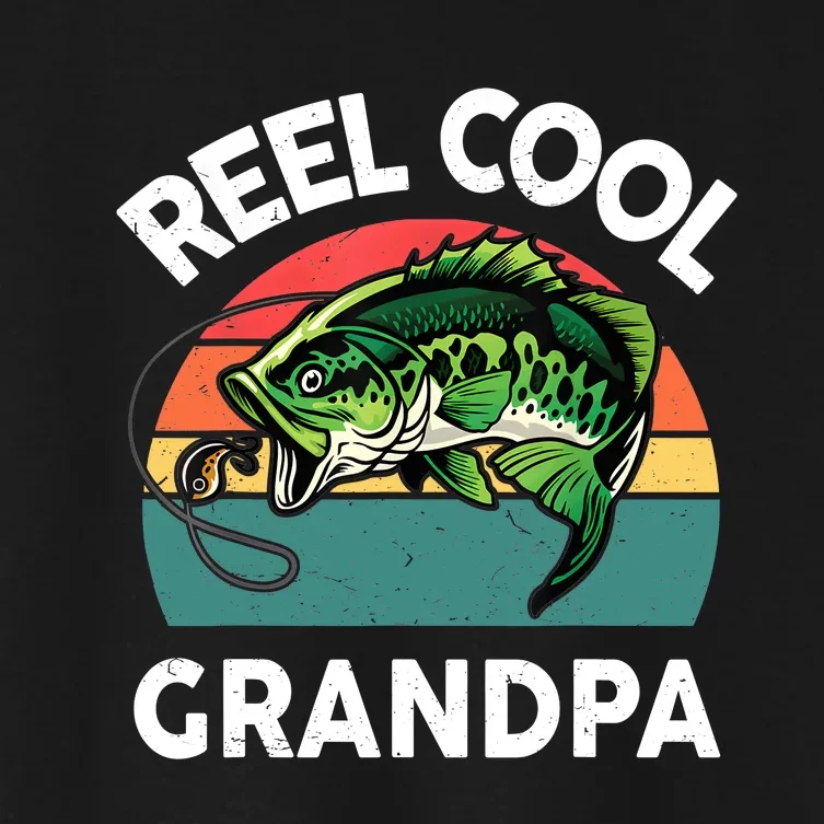 Fathers Day Gift Reel Cool Grandpa Dad Papa Poppop Fishing Women's Crop Top Tee