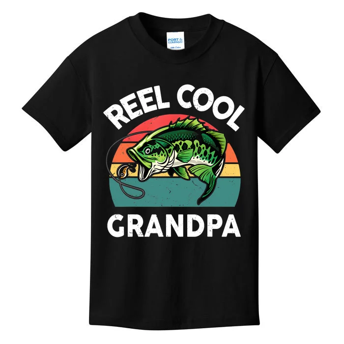 Fathers Day Gift Reel Cool Grandpa Dad Papa Poppop Fishing Kids T-Shirt