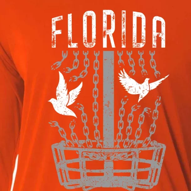 Florida Disc Golf Player Breaking Chains Birdie Gift Cooling Performance Long Sleeve Crew