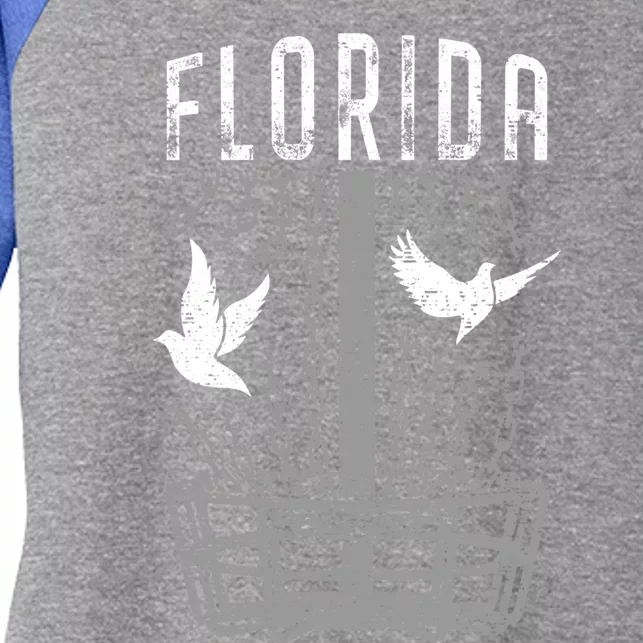 Florida Disc Golf Player Breaking Chains Birdie Gift Women's Tri-Blend 3/4-Sleeve Raglan Shirt