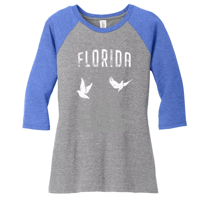 Florida Disc Golf Player Breaking Chains Birdie Gift Women's Tri-Blend 3/4-Sleeve Raglan Shirt