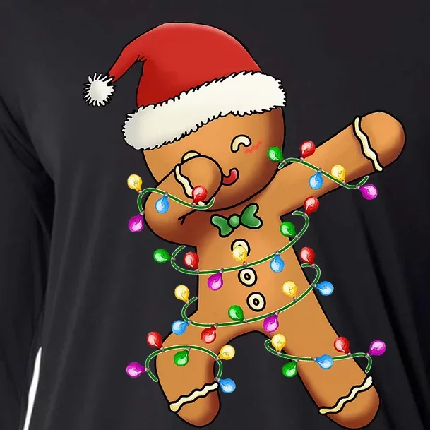 Festive Dabbing Gingerbread Christmas Tree Cooling Performance Long Sleeve Crew