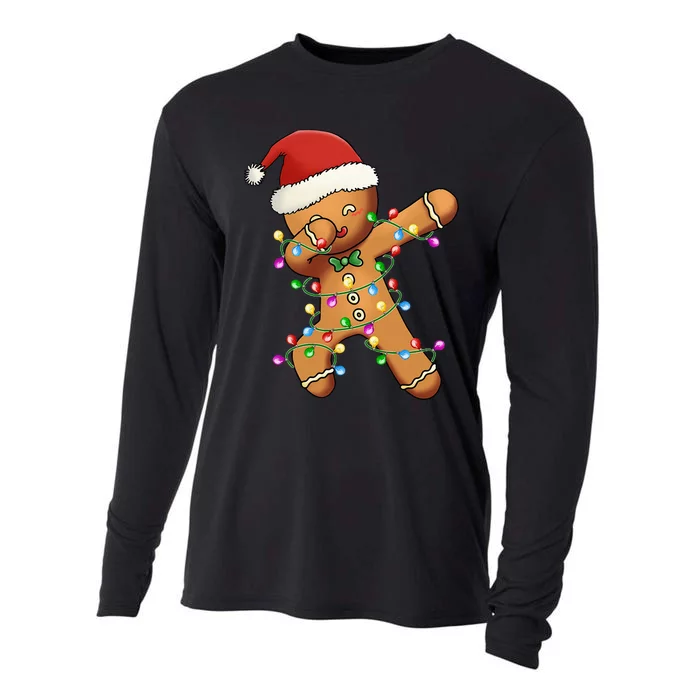 Festive Dabbing Gingerbread Christmas Tree Cooling Performance Long Sleeve Crew