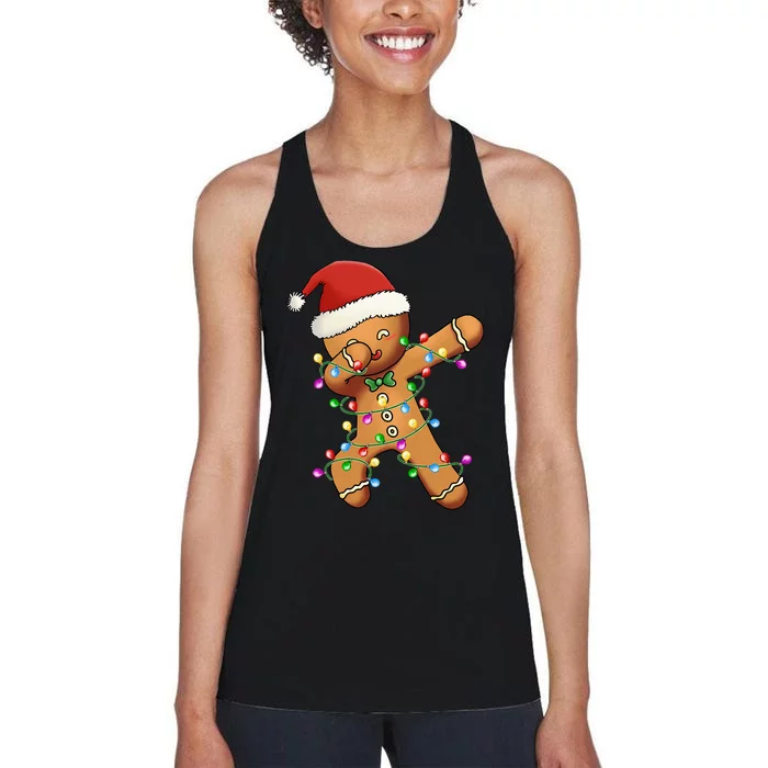 Festive Dabbing Gingerbread Christmas Tree Women's Racerback Tank