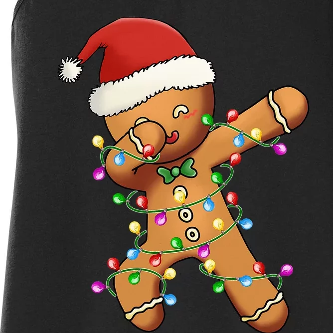 Festive Dabbing Gingerbread Christmas Tree Women's Racerback Tank