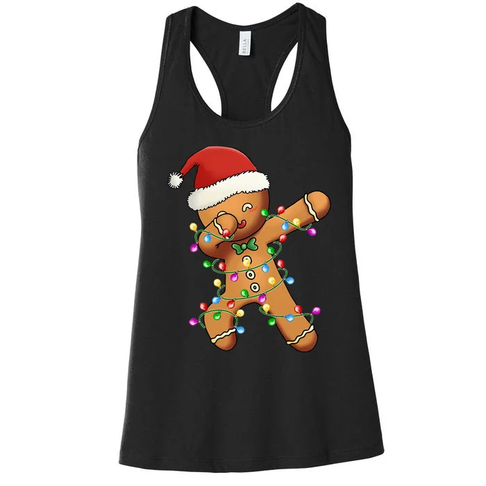 Festive Dabbing Gingerbread Christmas Tree Women's Racerback Tank