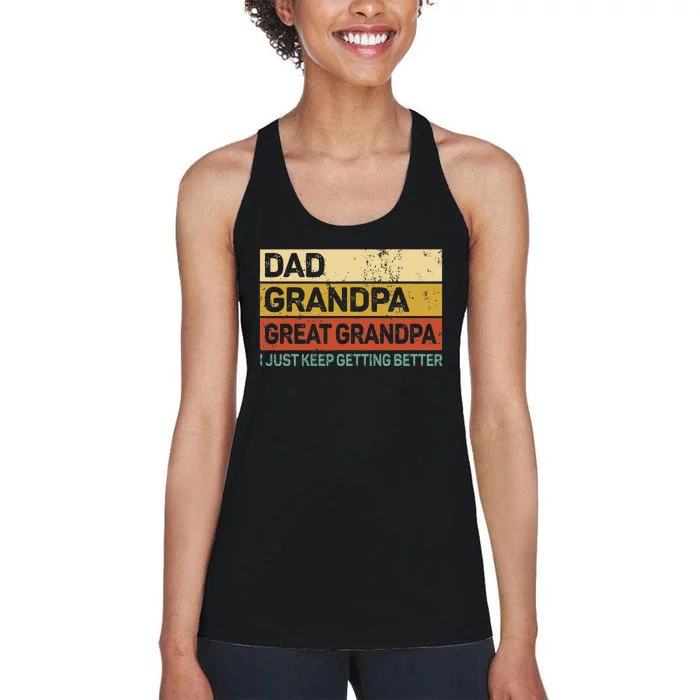 Fathers Day Gift From Grandkids Dad Grandpa Great Grandpa Women's Racerback Tank