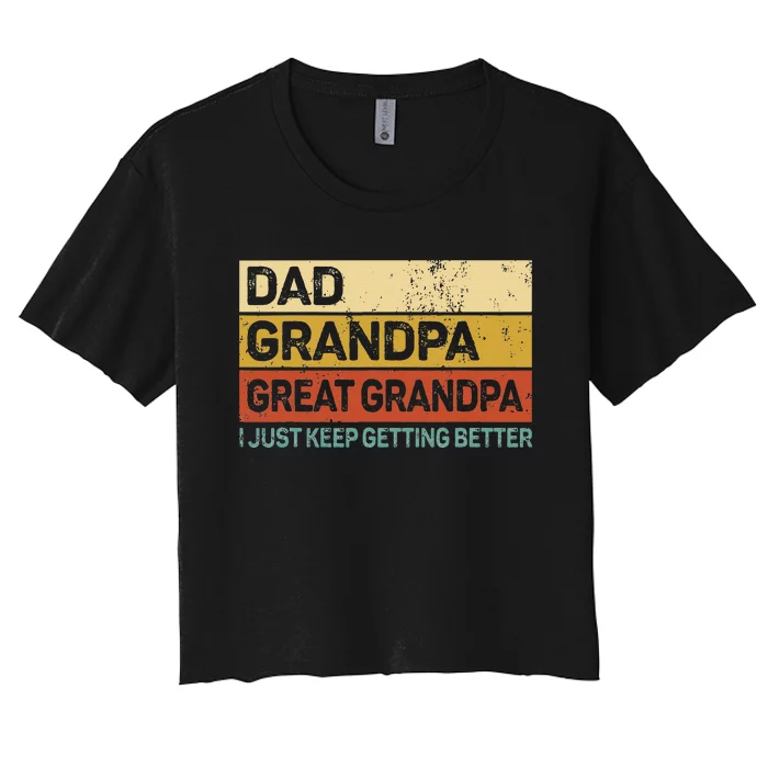 Fathers Day Gift From Grandkids Dad Grandpa Great Grandpa Women's Crop Top Tee