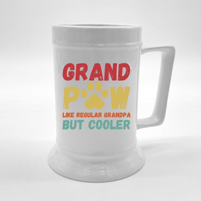 Fathers Day Gift Grandpaw Like Regular Grandpa But Cooler Cute Gift Front & Back Beer Stein