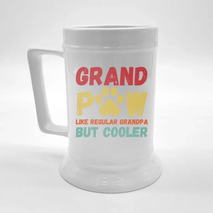 Fathers Day Gift Grandpaw Like Regular Grandpa But Cooler Cute Gift Front & Back Beer Stein