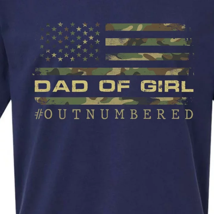 Fathers Day Gift For Dad Dad Of Girls Outnumbered Us Flag Cute Gift Sueded Cloud Jersey T-Shirt