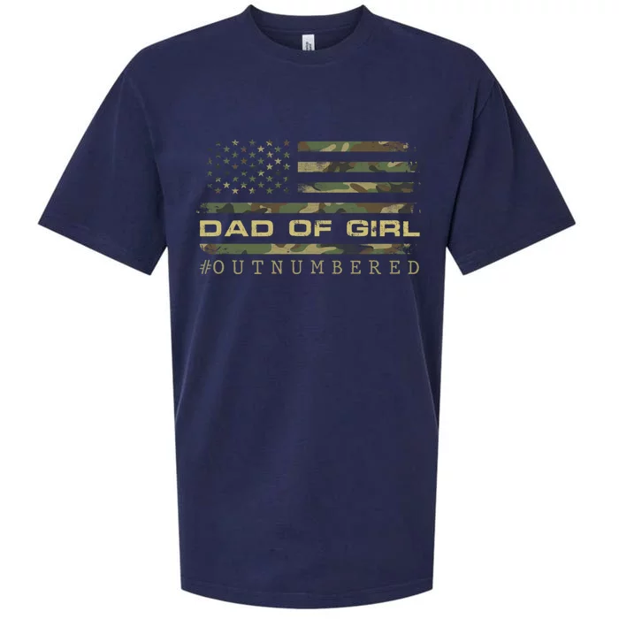 Fathers Day Gift For Dad Dad Of Girls Outnumbered Us Flag Cute Gift Sueded Cloud Jersey T-Shirt