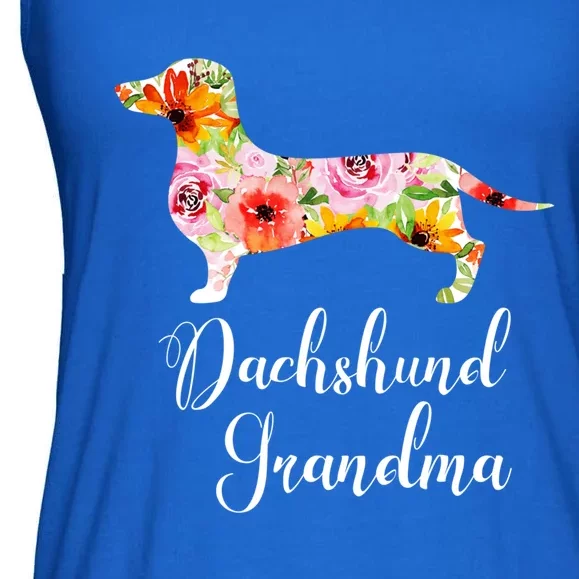 Floral Dachshund Grandma Funny Cute Dog Lover Gift Ladies Essential Flowy Tank