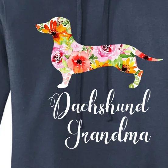 Floral Dachshund Grandma Funny Cute Dog Lover Gift Women's Pullover Hoodie