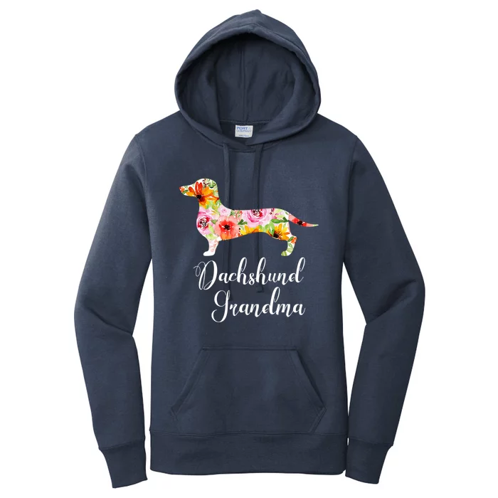 Floral Dachshund Grandma Funny Cute Dog Lover Gift Women's Pullover Hoodie