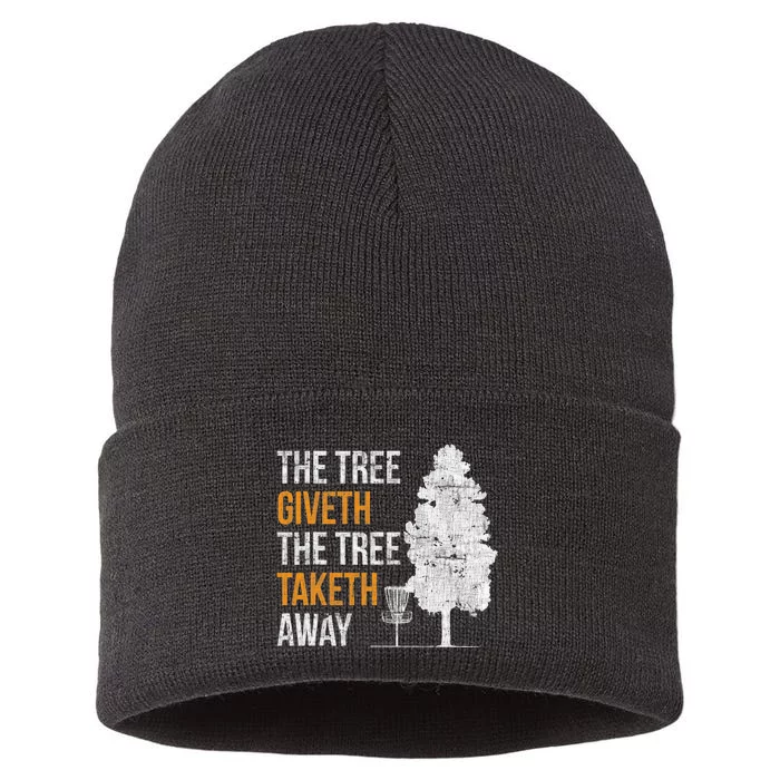 Frisbee Disc Golf The Tree Giveth And Taketh Away Sustainable Knit Beanie