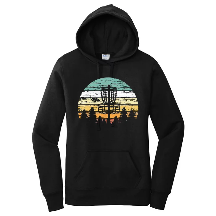 Funny Disc Golf Retro  Sunset Vintage Frisbee Golf Women's Pullover Hoodie