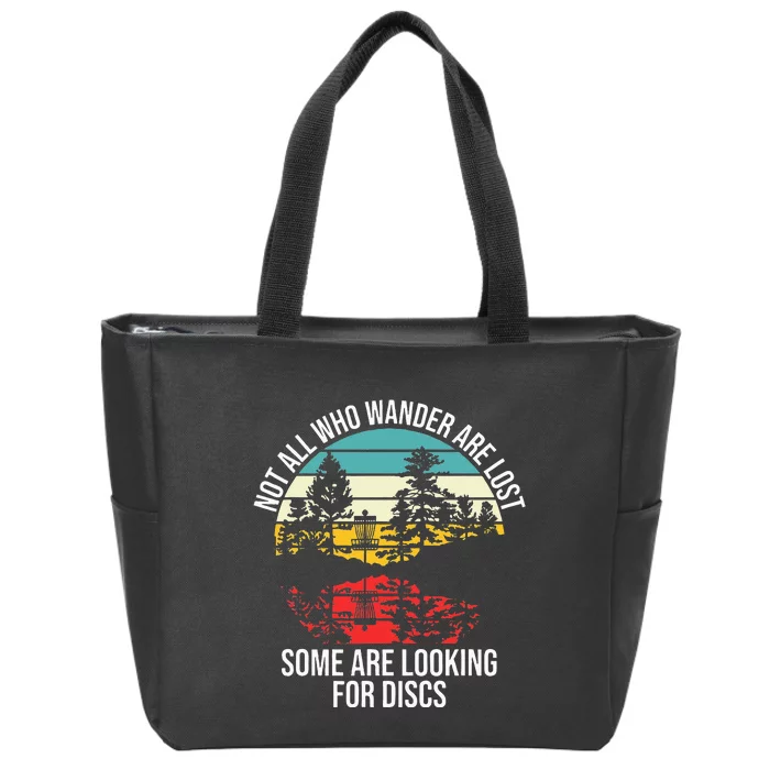 Funny Disc Golf Basket Wandering Art For Disc Golf Players Zip Tote Bag