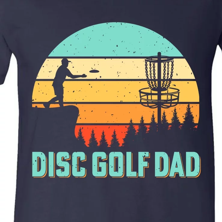 Funny Disc Golf Dad Retro Disc Golf Dad Golfer Dad Golf Lover Vintage Golfing V-Neck T-Shirt