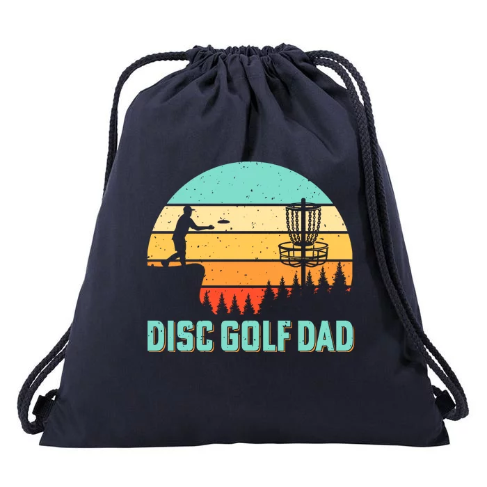 Funny Disc Golf Dad Retro Disc Golf Dad Golfer Dad Golf Lover Vintage Golfing Drawstring Bag