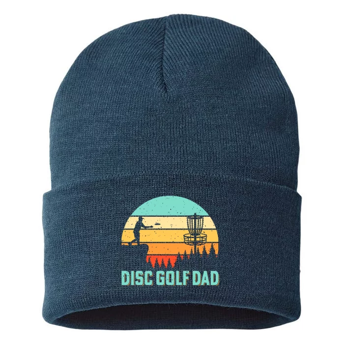 Funny Disc Golf Dad Retro Disc Golf Dad Golfer Dad Golf Lover Vintage Golfing Sustainable Knit Beanie