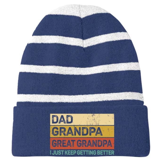 Fathers Day Gift from Grand Dad Grandpa Great Grandpa Striped Beanie with Solid Band