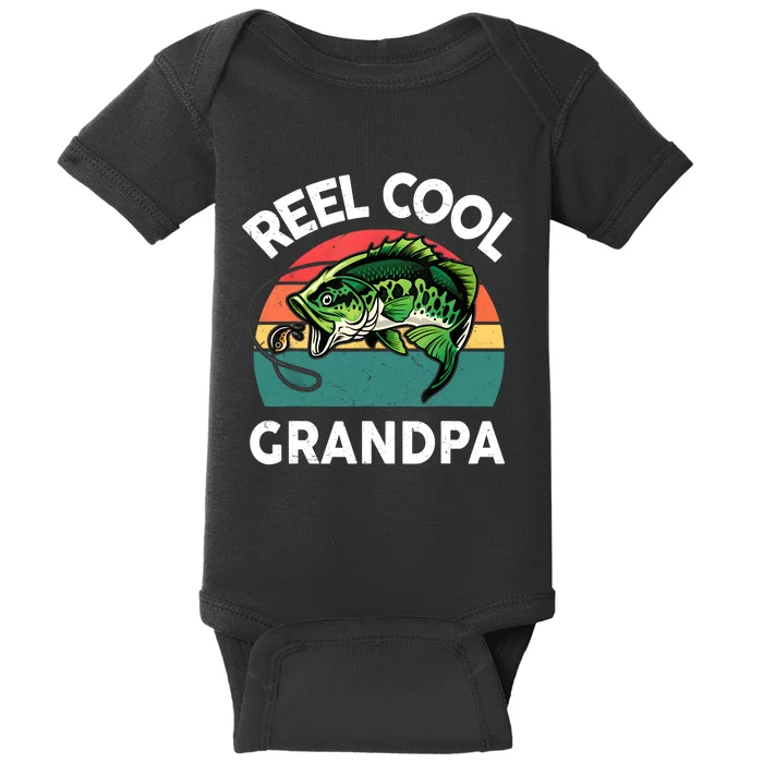 Fathers Day Gift Reel Cool Grandpa Dad Papa PopPop Fishing Baby Bodysuit