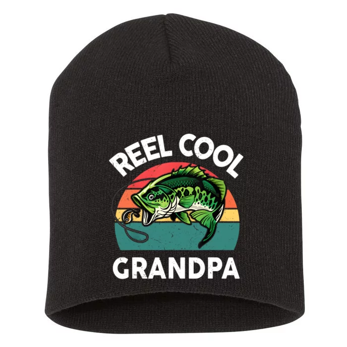 Fathers Day Gift Reel Cool Grandpa Dad Papa PopPop Fishing Short Acrylic Beanie