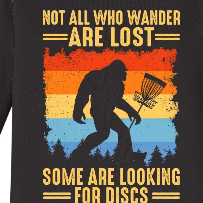 Funny Disc Golf Art For Bigfoot Lovers Not All Who Wander Are Lost Baby Long Sleeve Bodysuit