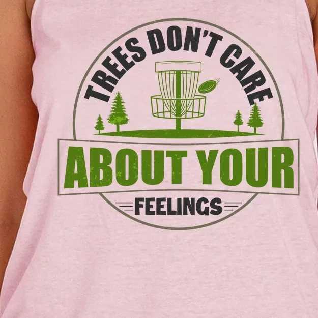 Funny Disc Golf Trees Don't Care About Your Feelings Women's Knotted Racerback Tank